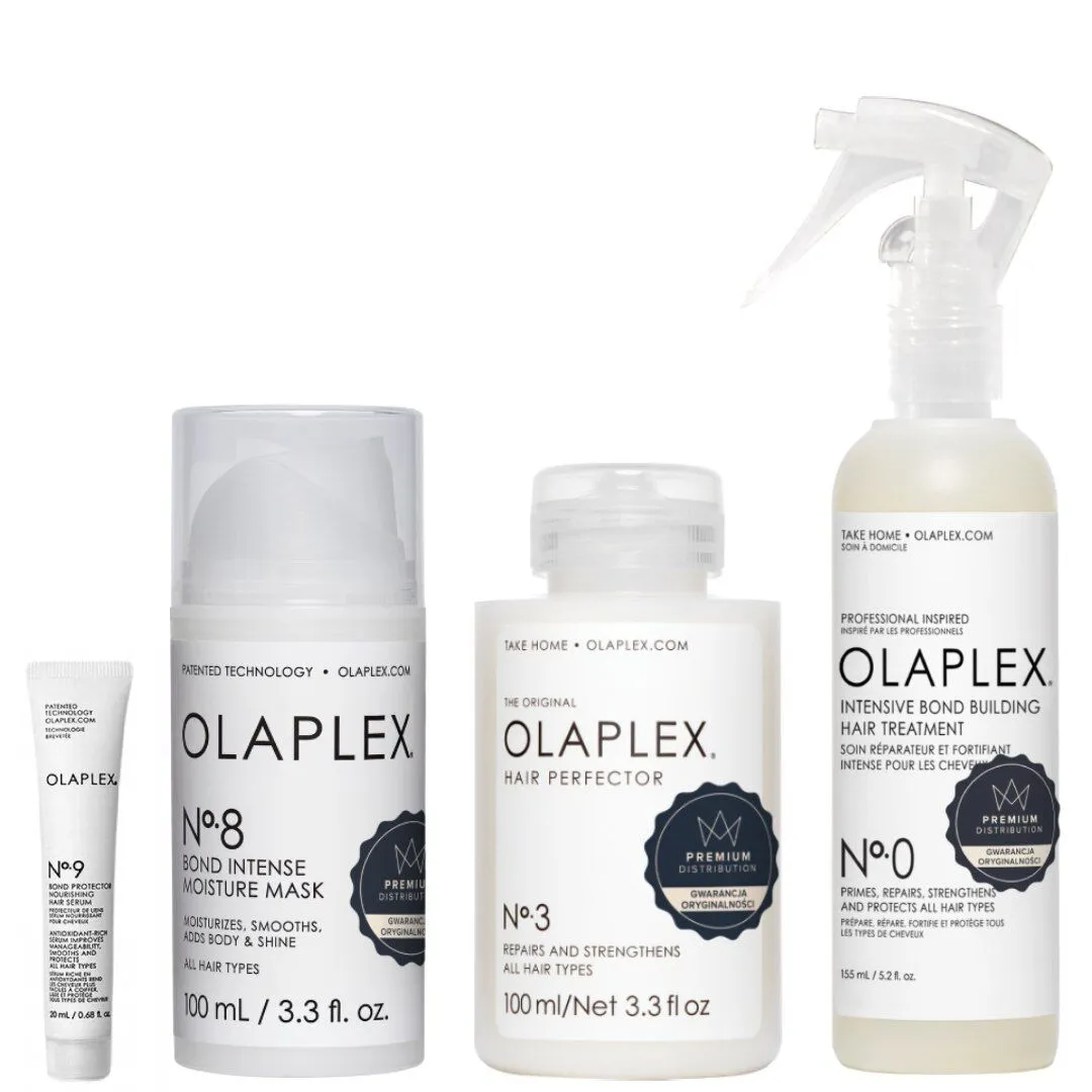 Σετ καλλυντικών Olaplex Intensive Hair Regeneration για ταλαιπωρημένα μαλλιά (Θεραπεία Νο. 0 + Θεραπεία Νο. 3 + Μάσκα Νο. 8 + Ορός Νο. 9)