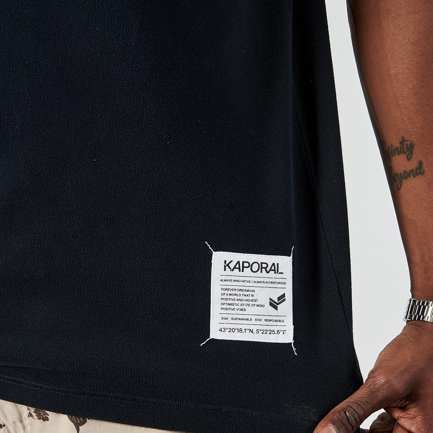 BARNI  Polo noir Homme en 100% coton bio