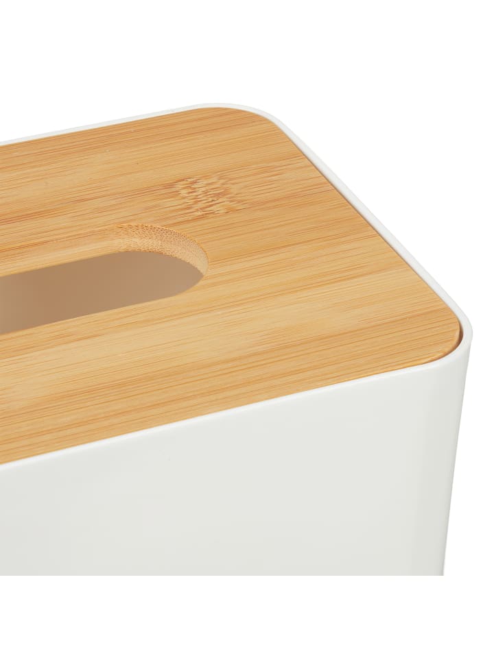 relaxdays Tücherbox in Weiß/Natur - (B)17 x (H)10 x (T)13 cm günstig kaufen onesize