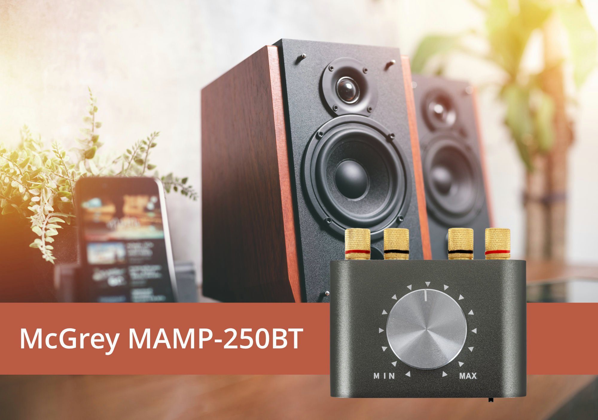 McGrey MAMP-250BT Mini-Hifi-Verstärker Audioverstärker (100 W, Stereo-Verstärker - Bluetooth 5.0, Klinken- und USB-Eingang)