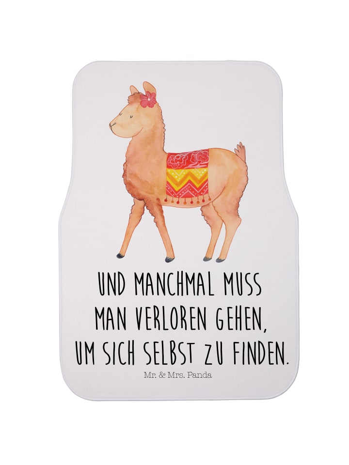 Mr. & Mrs. Panda Fahrer Autofußmatte Alpaka Stolz mit Spruch in Weiß günstig kaufen onesize