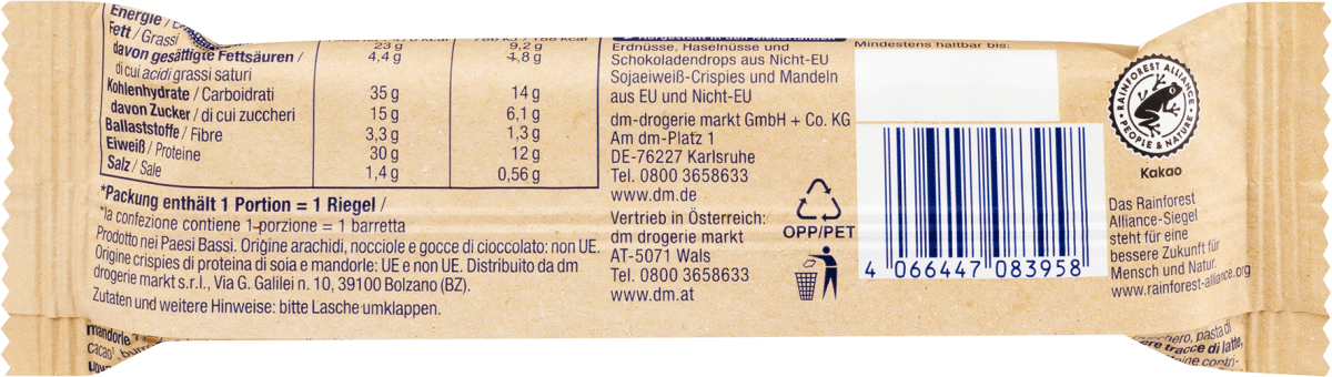 Proteinriegel 30% Natural Protein, Salty Chocolate Nut Geschmack, 40 g