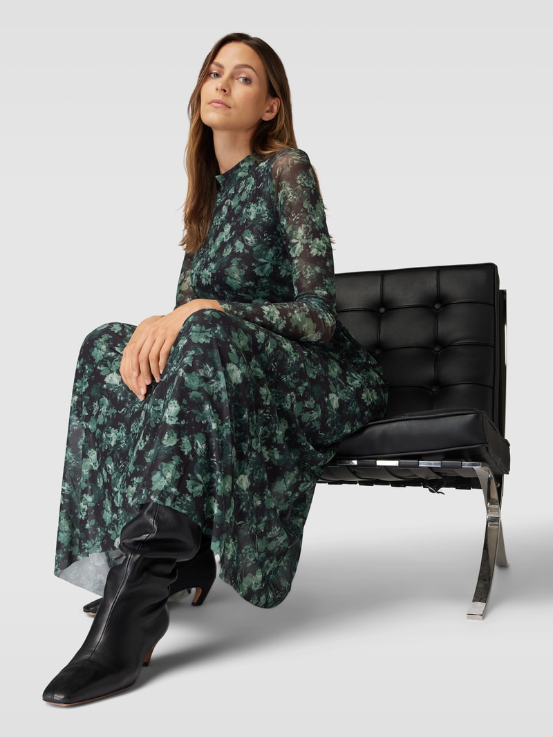Maxikleid aus Mesh mit floralem Muster in bottle