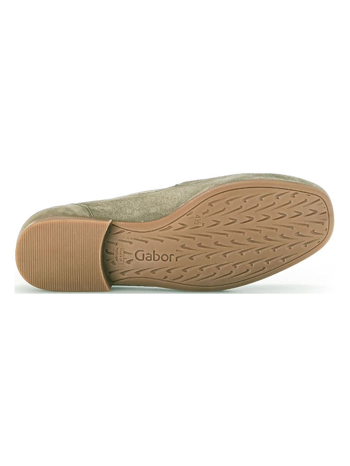 Gabor Leder-Slipper  in Khaki günstig kaufen