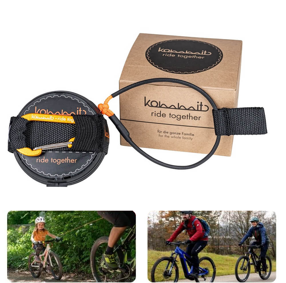 kommit® Zugsystem für Fahrräder und E-Bikes Seilsystem Seilzugsystem Fahrradleine Abschleppleine, perfekt zur Unterstützung für Kinder