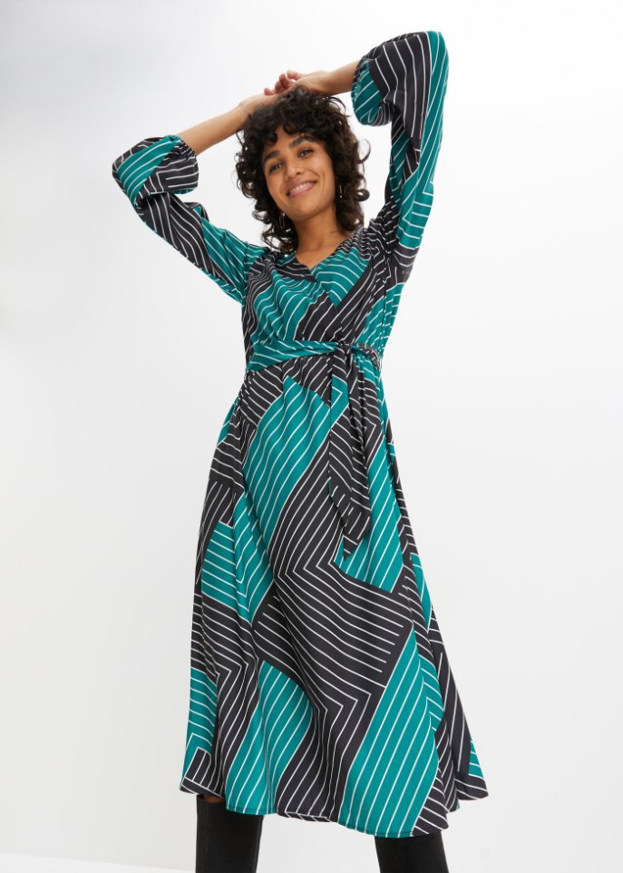 bedrucktes Satin-Midikleid
