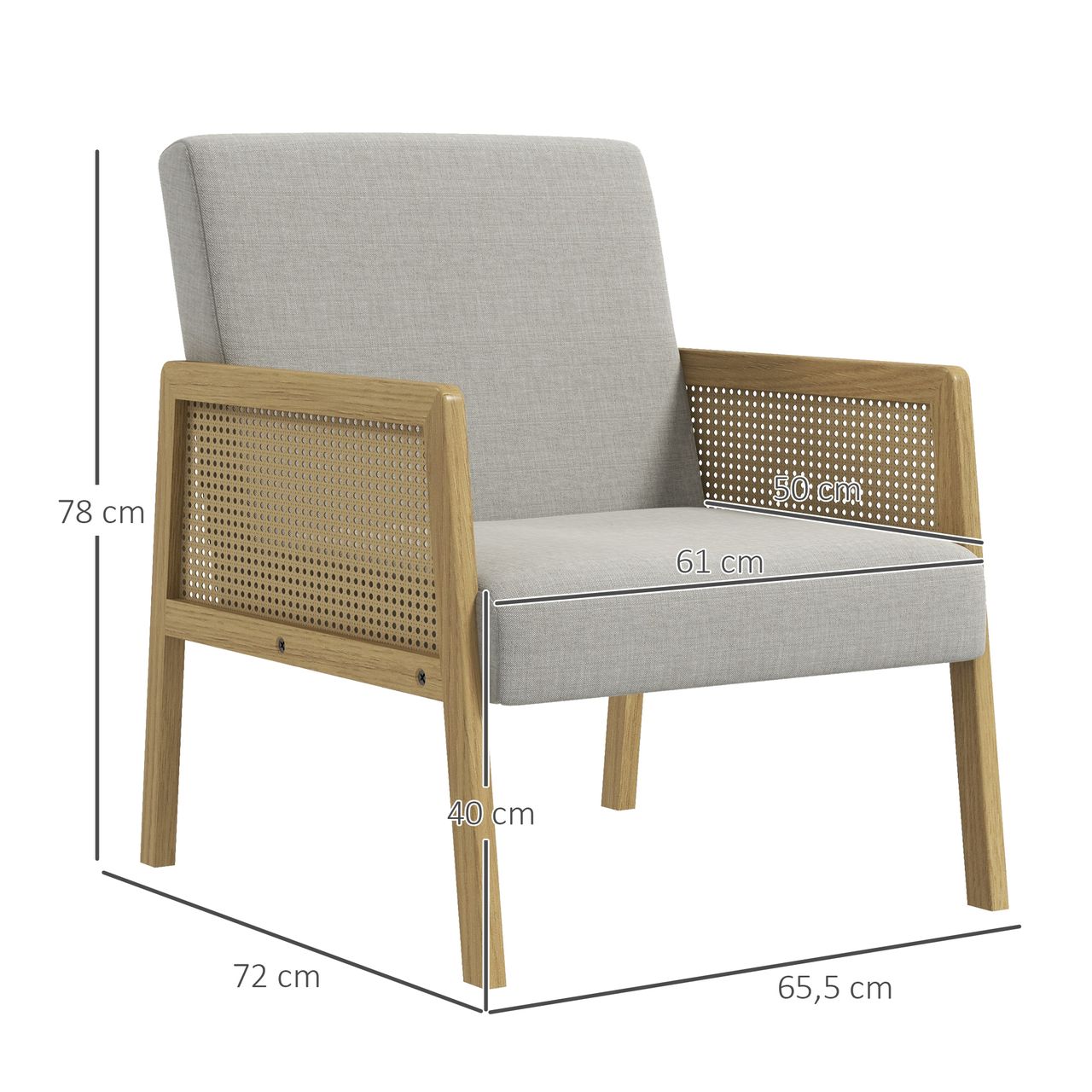 HOMCOM Akzentsessel Relaxsessel, Loungesessel mit Armlehne in Rattanoptik, Grau