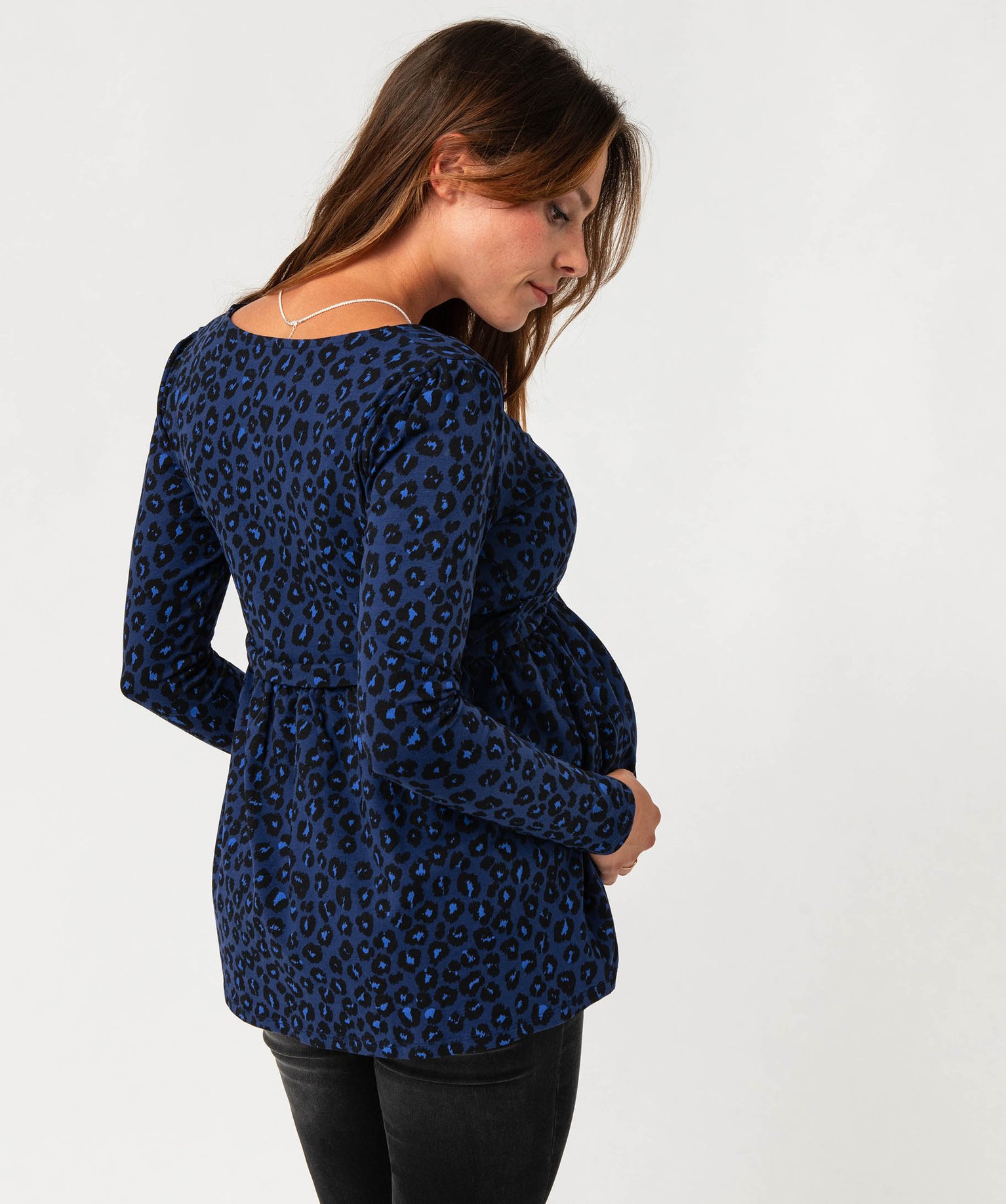 Tee-shirt de grossesse à manches longues compatible allaite... bleu fonce | GEMO