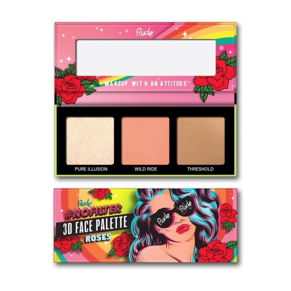 Rude Cosmetics NOFILTER 3D FACE PALETTE [Roses] Palette visage