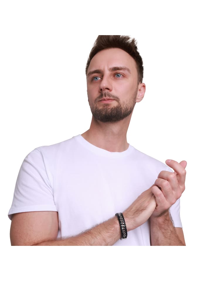 Steel_Art Herrenarmband Lederarmband Henny in schwarz günstig kaufen