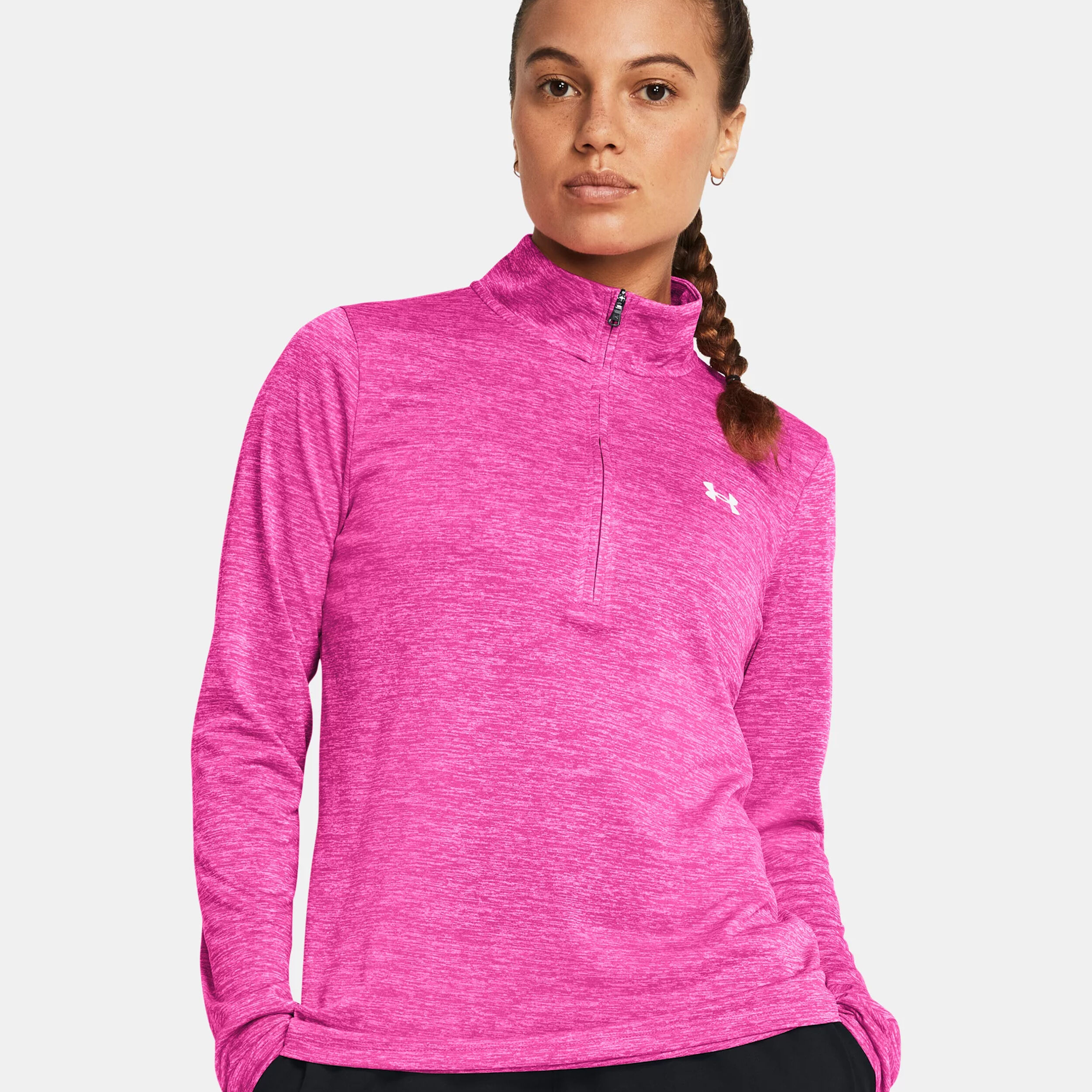 Tech Half-Zip Twist Longsleeve Damen - Pink