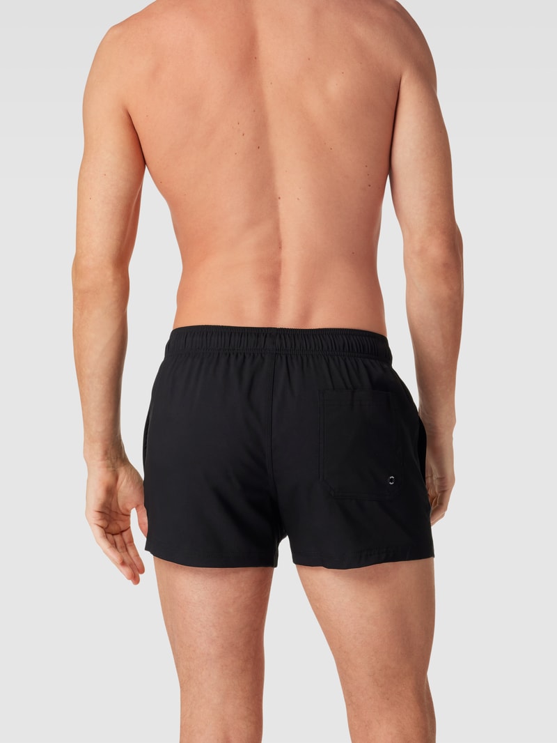 Badehose mit elastischem Bund und Logo-Detail in schwarz