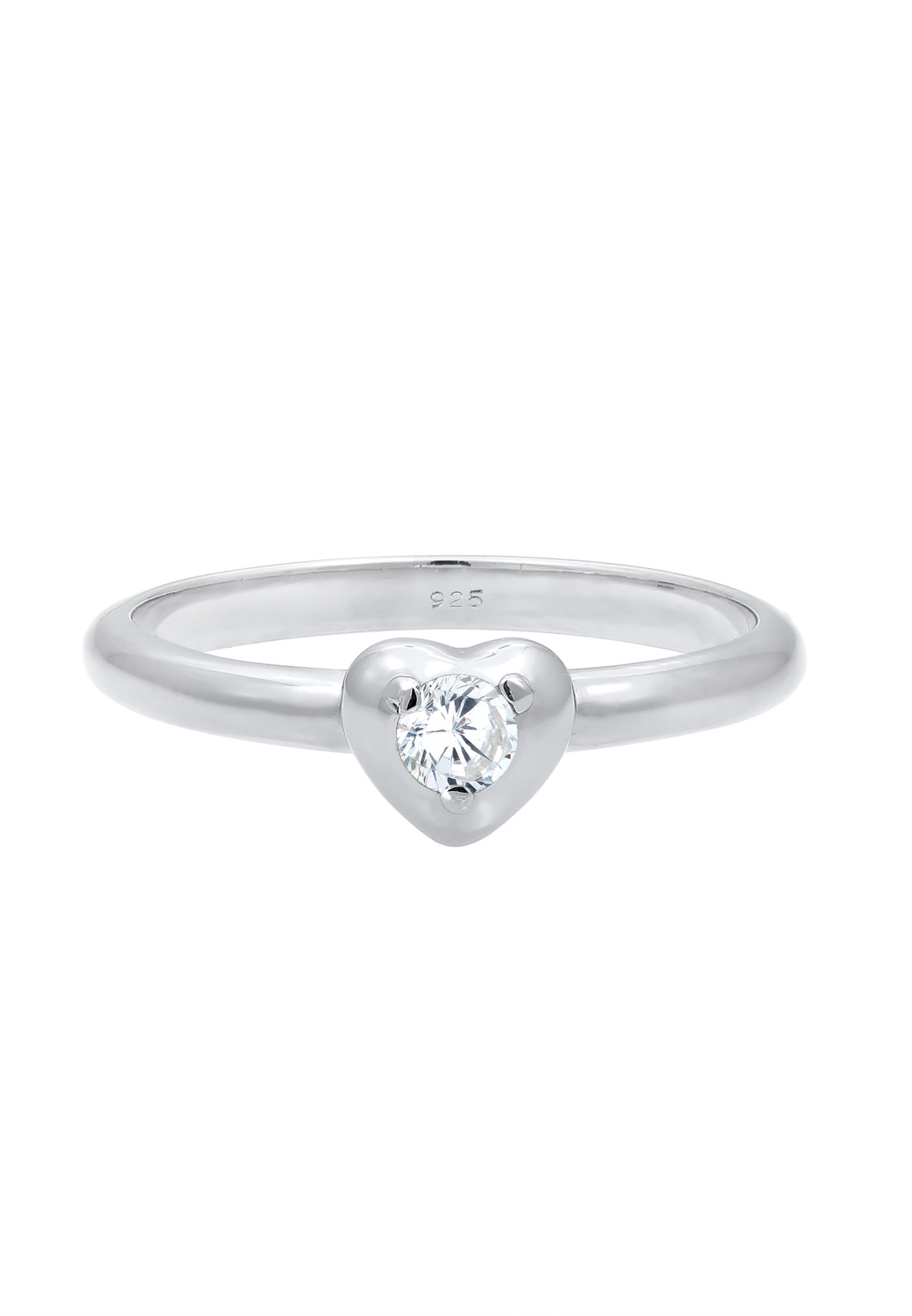 Elli Coeur avec des Cristaux de Zircone Minimal Bague Femme - (925/1000) Argent