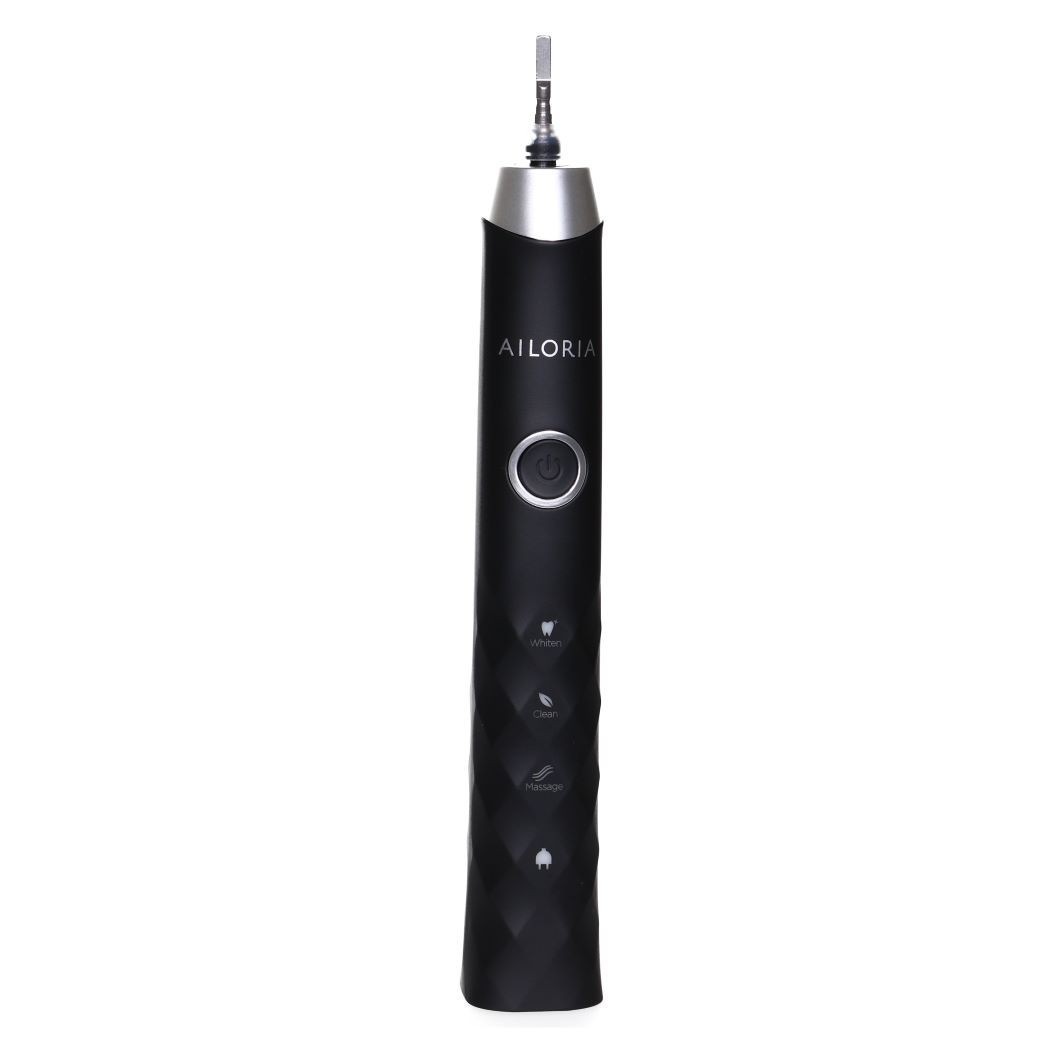 USB-Schallzahnbürste schwarz-silber inkl. 2 Bürstenköpfe & USB Power Plug
