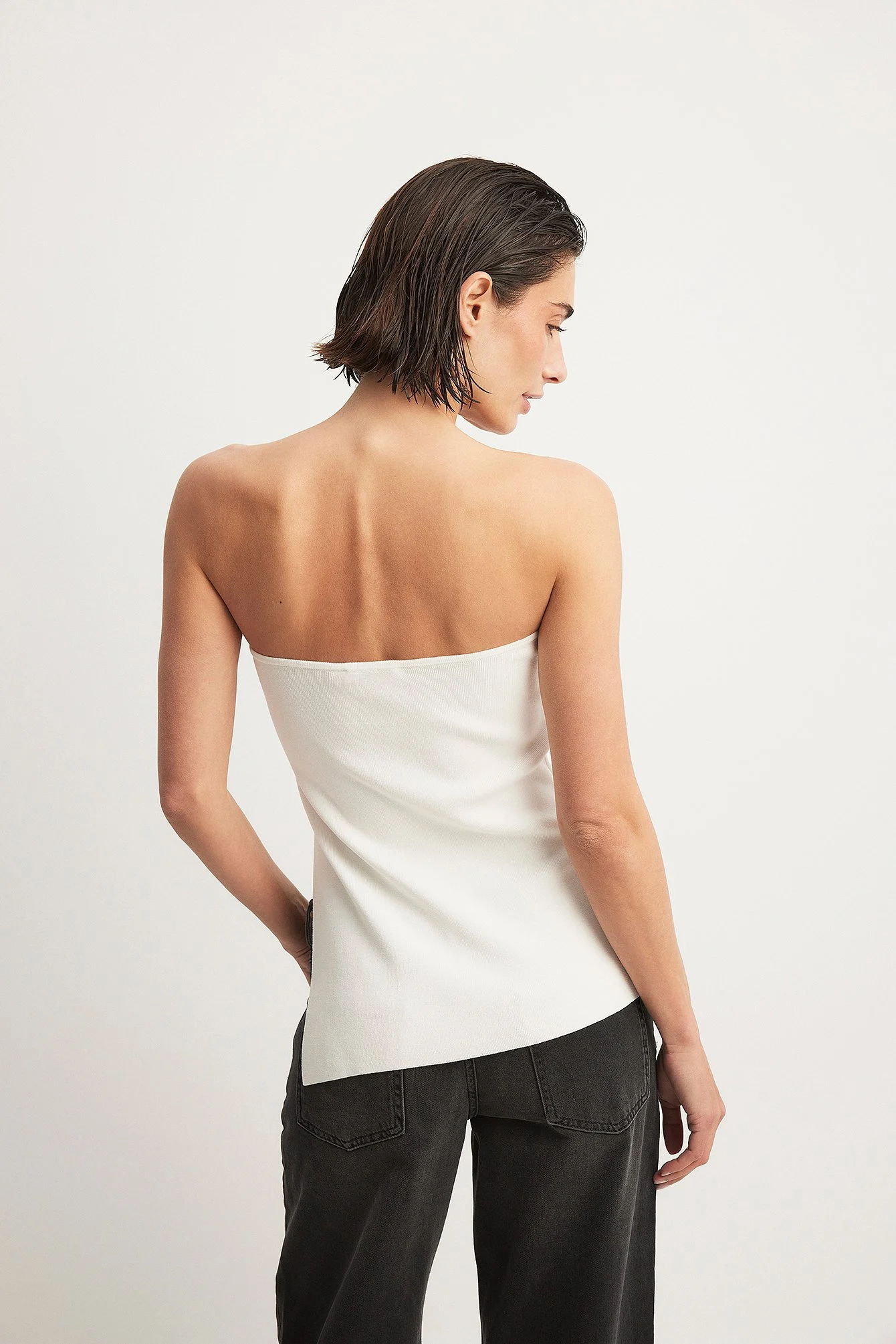 Knitted Slit Detail Tube Top