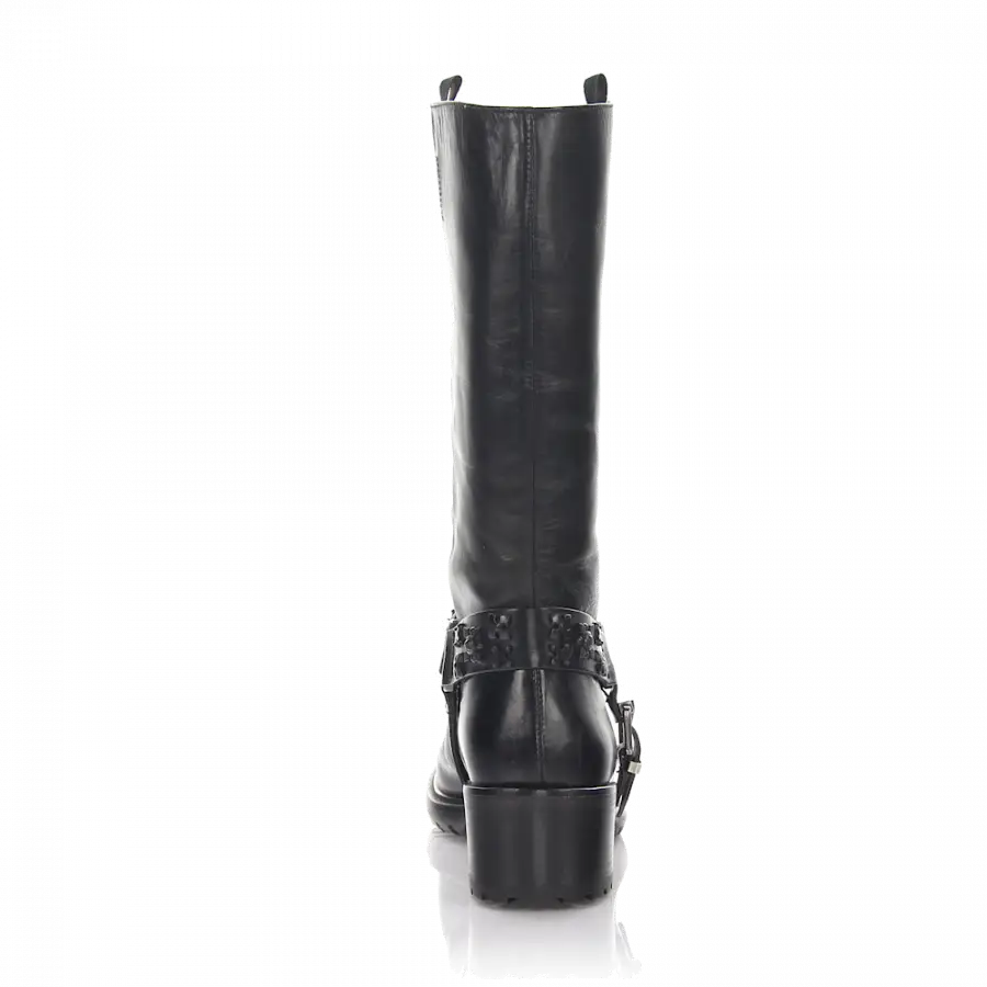 Rossano Bisconti - Cowboystiefel PARMA Kalbsleder Metallverzierung Zierschnalle schwarz - schwarz