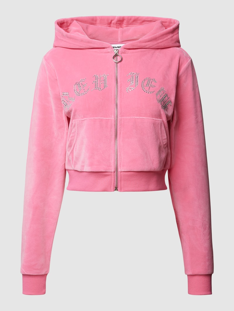 Sweatjacke mit Label-Detail in fuchsia