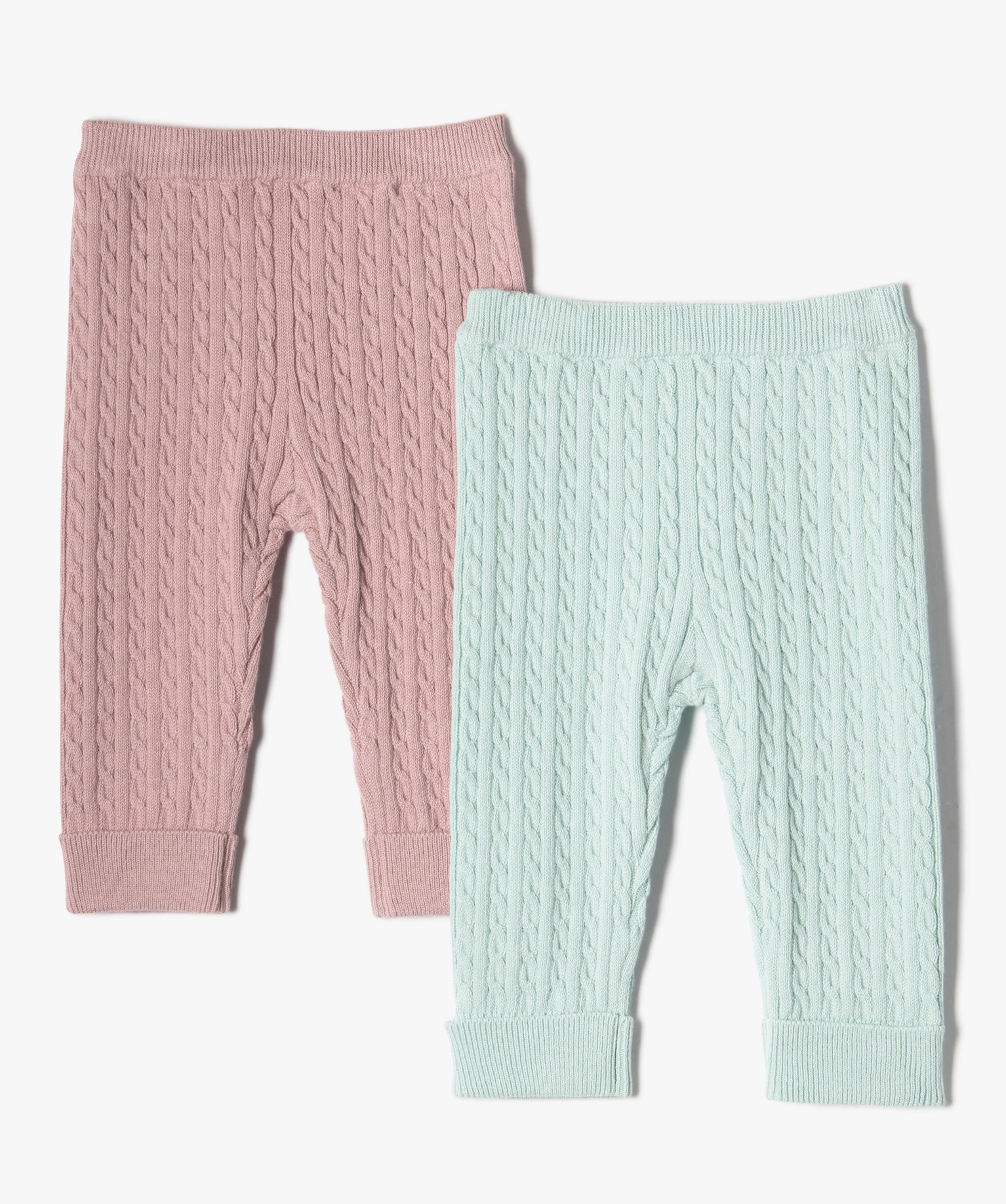 Pantalon bébé en maille torsadée (lot de 2) vert | GEMO