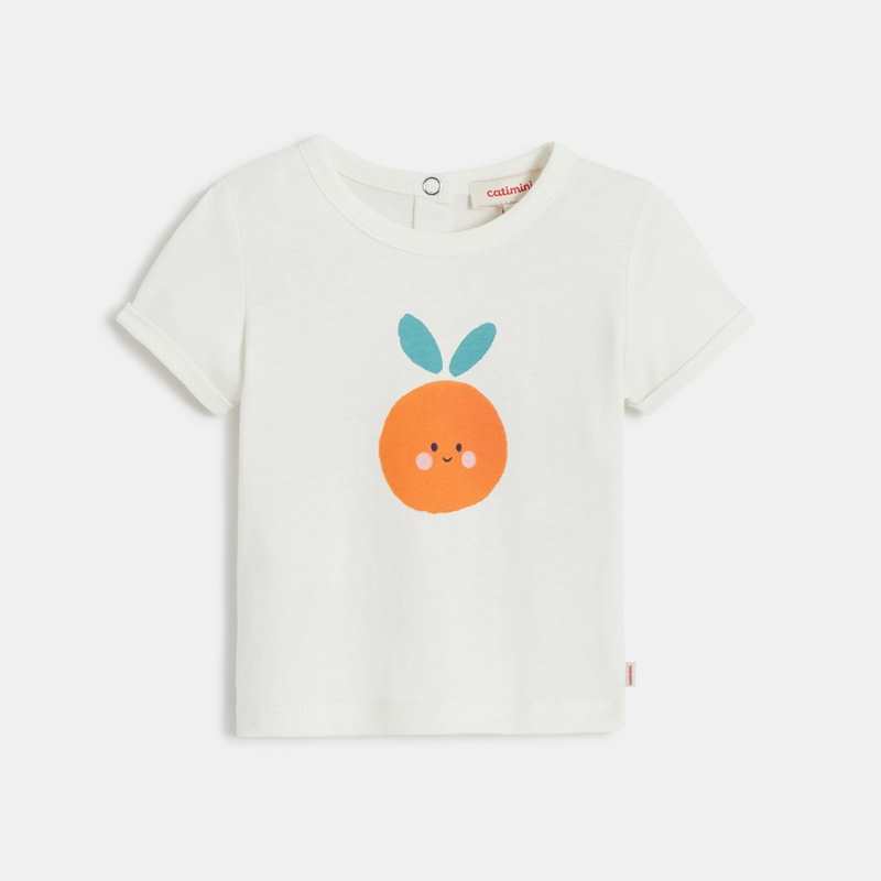 T-shirt bébé fille blanc à motif orange naissance Catimini