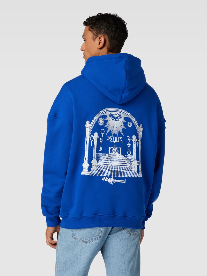 Hoodie mit Label-Print in royalblau