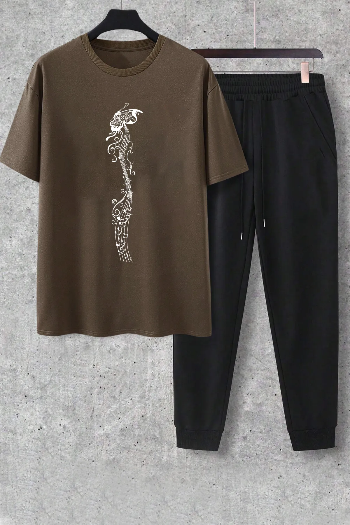 uyguntarz  Zweiteiliges Unisex-Trainingsanzug-Set mit Schmetterlingslied-Aufdruck