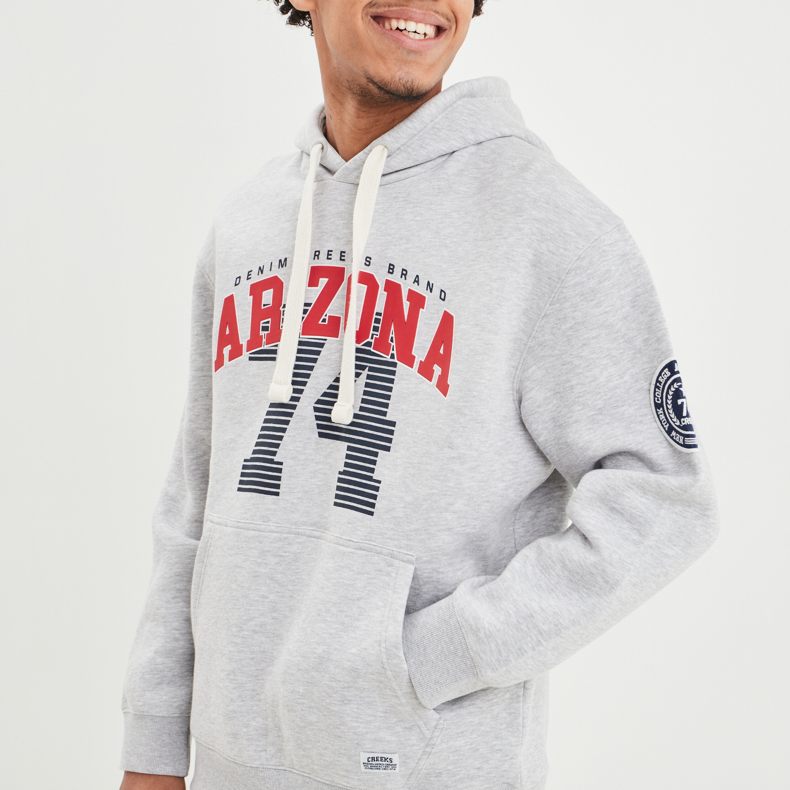 Sweat à capuche hoodie Creeks gris homme | La Halle