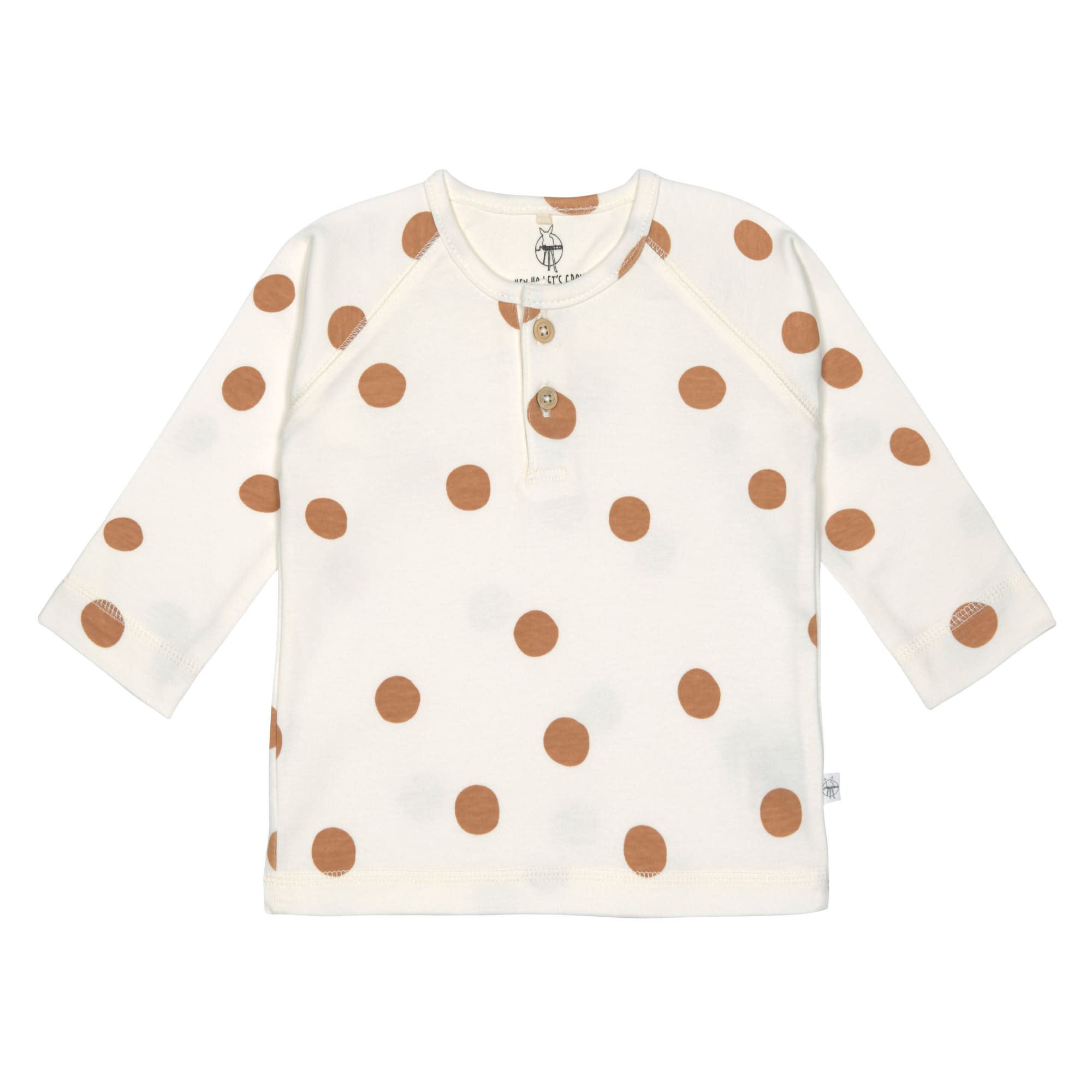 Baby Langarmshirts - Bio Baumwolle, Big Dots, Beige