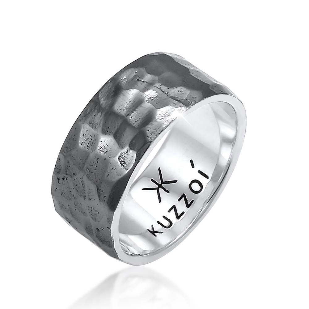 KUZZOI KUZZOI Bague Bague pour homme en argent sterling 925, martelée et massive. Bague