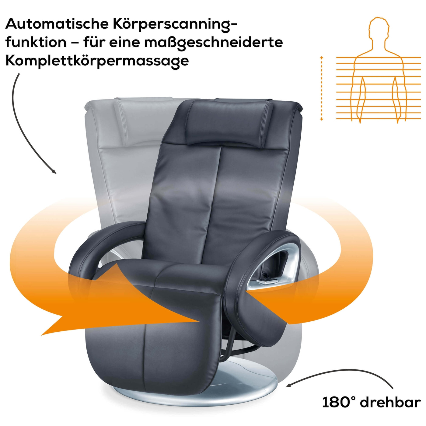 Beurer Shiatsu-Massagesessel MC 3800 HCT-modern-Wohlfühl Massagesessel mit Shiatsu-, Klopf-, Knet-, Rollmassage & Körperscanning