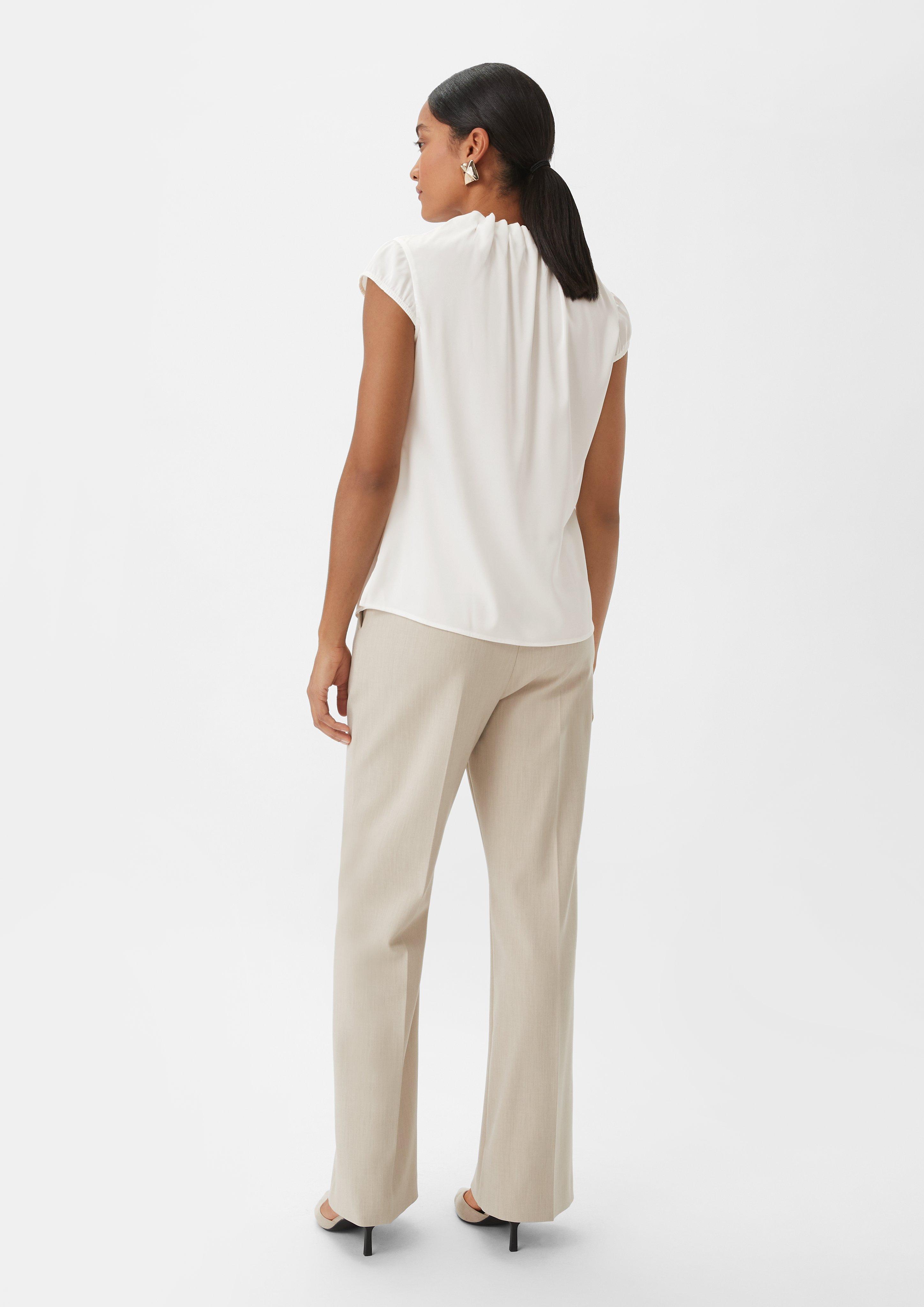 Satinbluse mit Raffung - creme