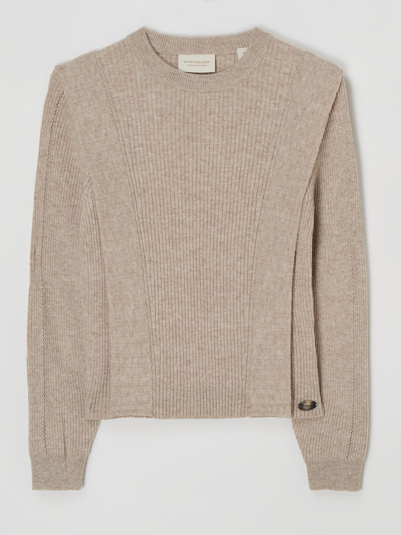 Pullover aus Wollmischung in ecru meliert