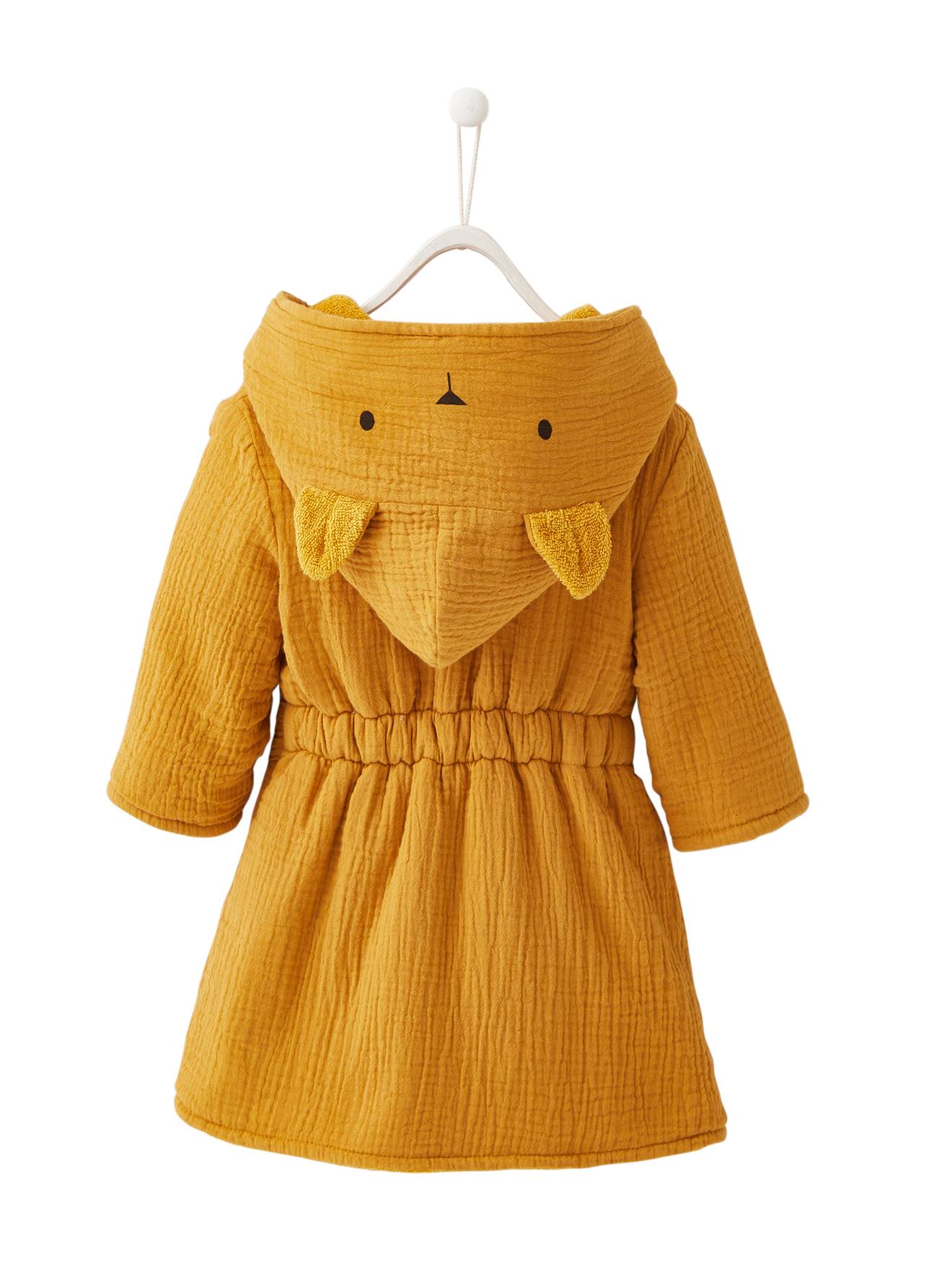 Peignoir bébé animal en gaze de coton bio* personnalisable ocre