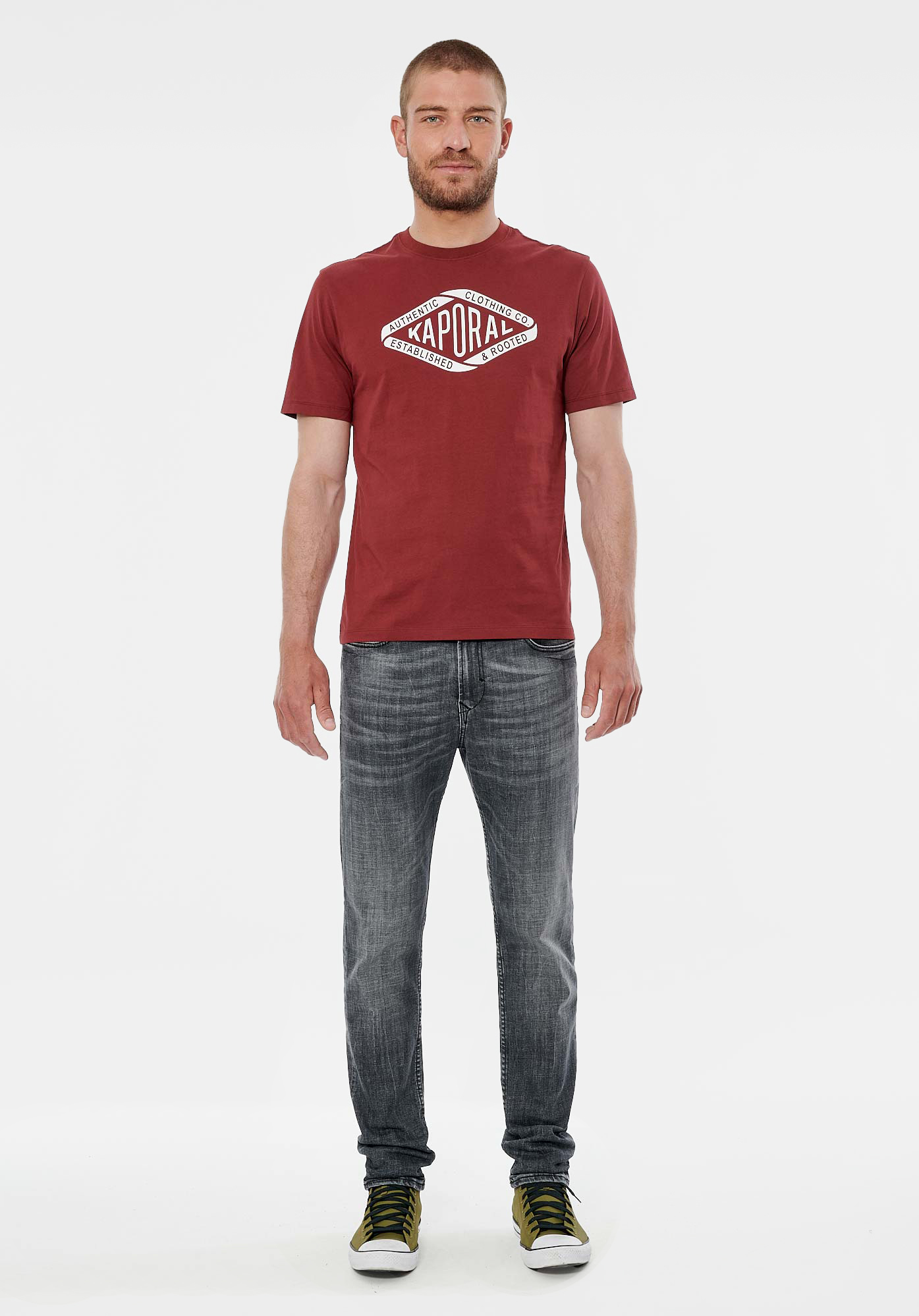 RAZ    T-shirt bordeaux homme 100% coton