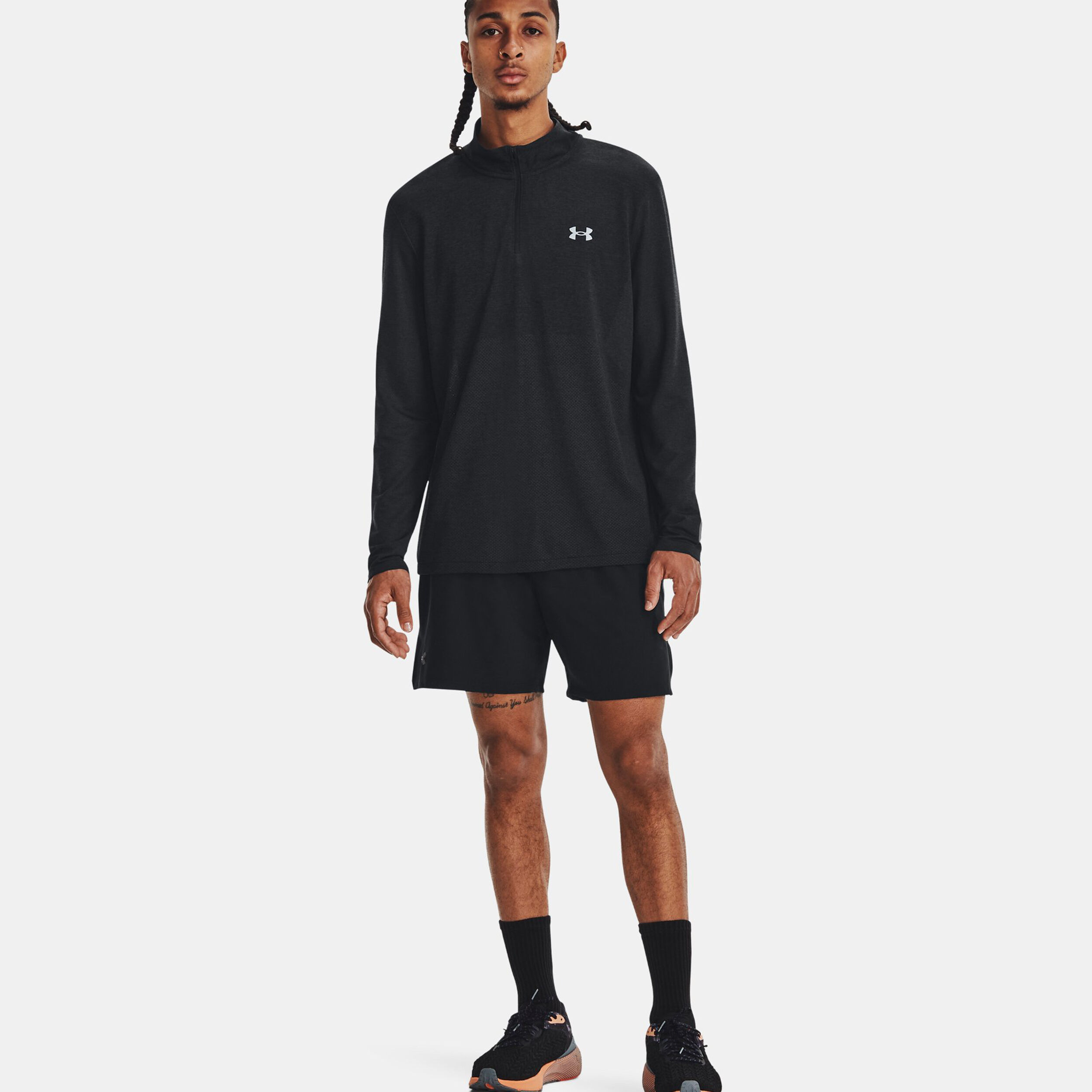 Seamless Stride 1/4 Zip Lauftop Herren - Schwarz