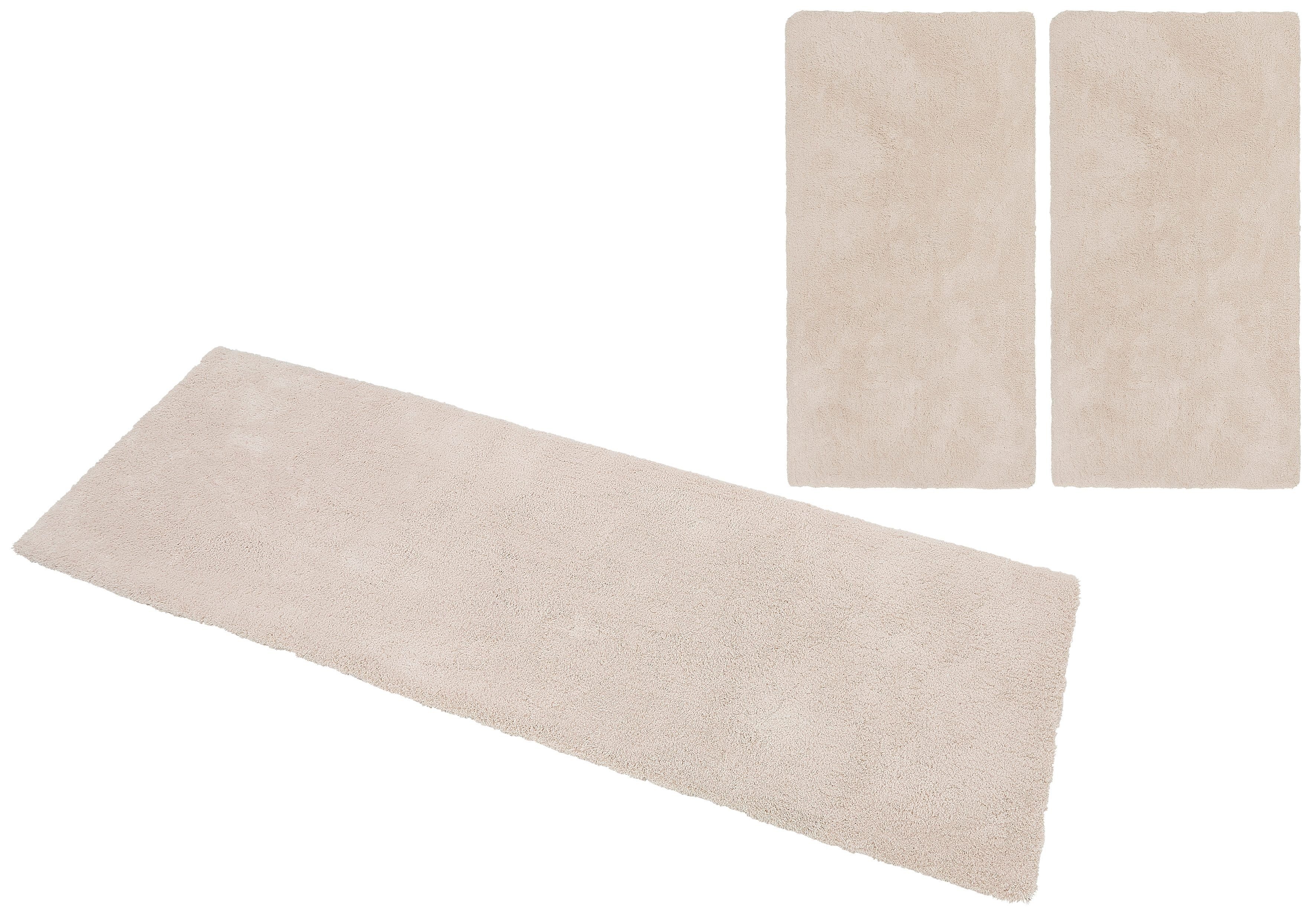 Hochflor-Bettumrandung Microfaser Teppich Magong my home, Höhe 32 mm, (3-tlg), besonders weich durch Mikrofaser, einfarbiger Bettvorleger, Läufer-Set