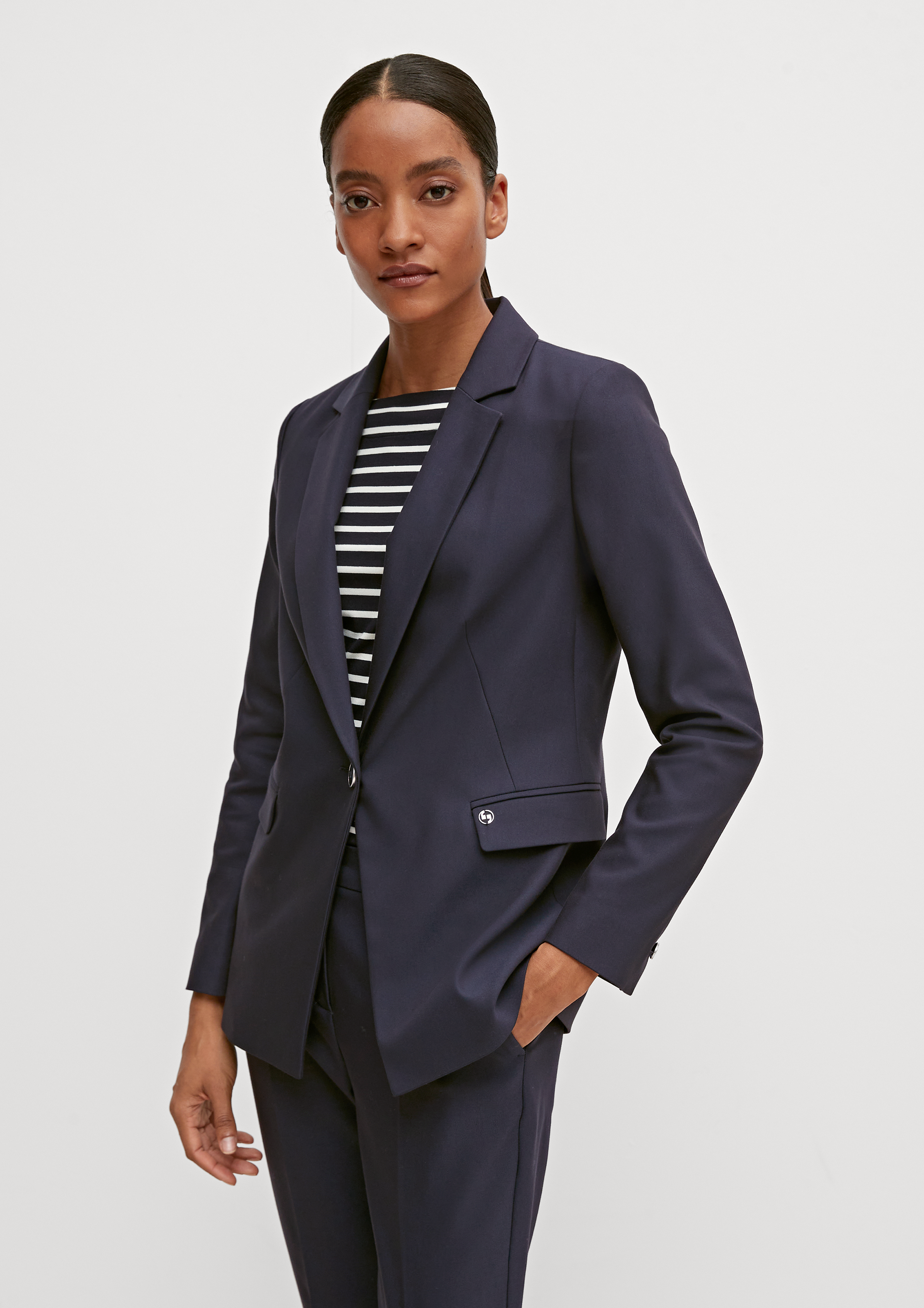 Taillierter Blazer in Baumwollmix - navy