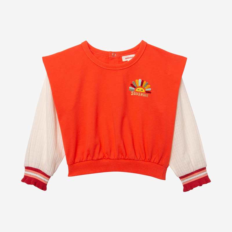 Top fille bi matière orange Catimini