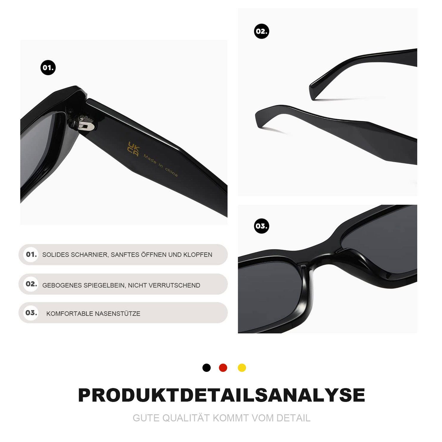 MAGICSHE Sonnenbrille Rechteckige Sonnenbrillen für Damen und Herren Retro Mode UV beständige Sonnenbrille