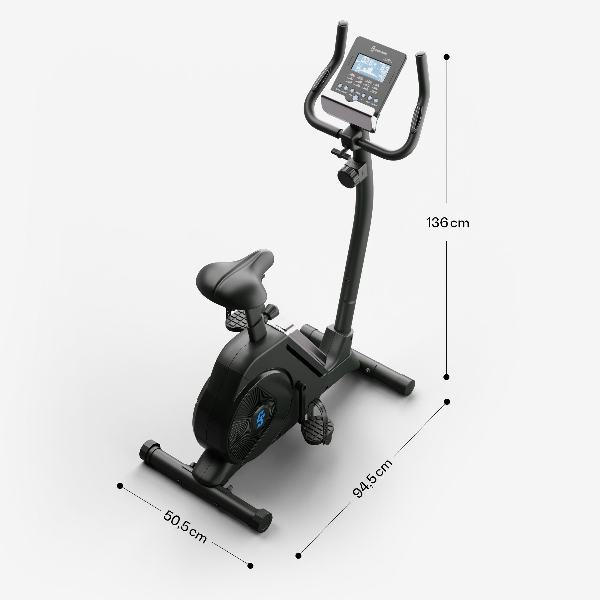 Capital Sports Crosstrainer Helios Cardiobike Heimtrainer (Trainingscomputer mit 12 Programmen), Standfahrrad Hometrainer Cardio Trainingsgerät Ausdauertraining Fitnes