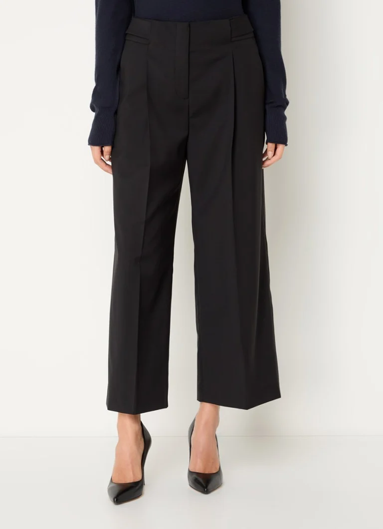Pantaloni HUGO BOSS Tamania din lână virgină, croială lejeră cu buzunare laterale.