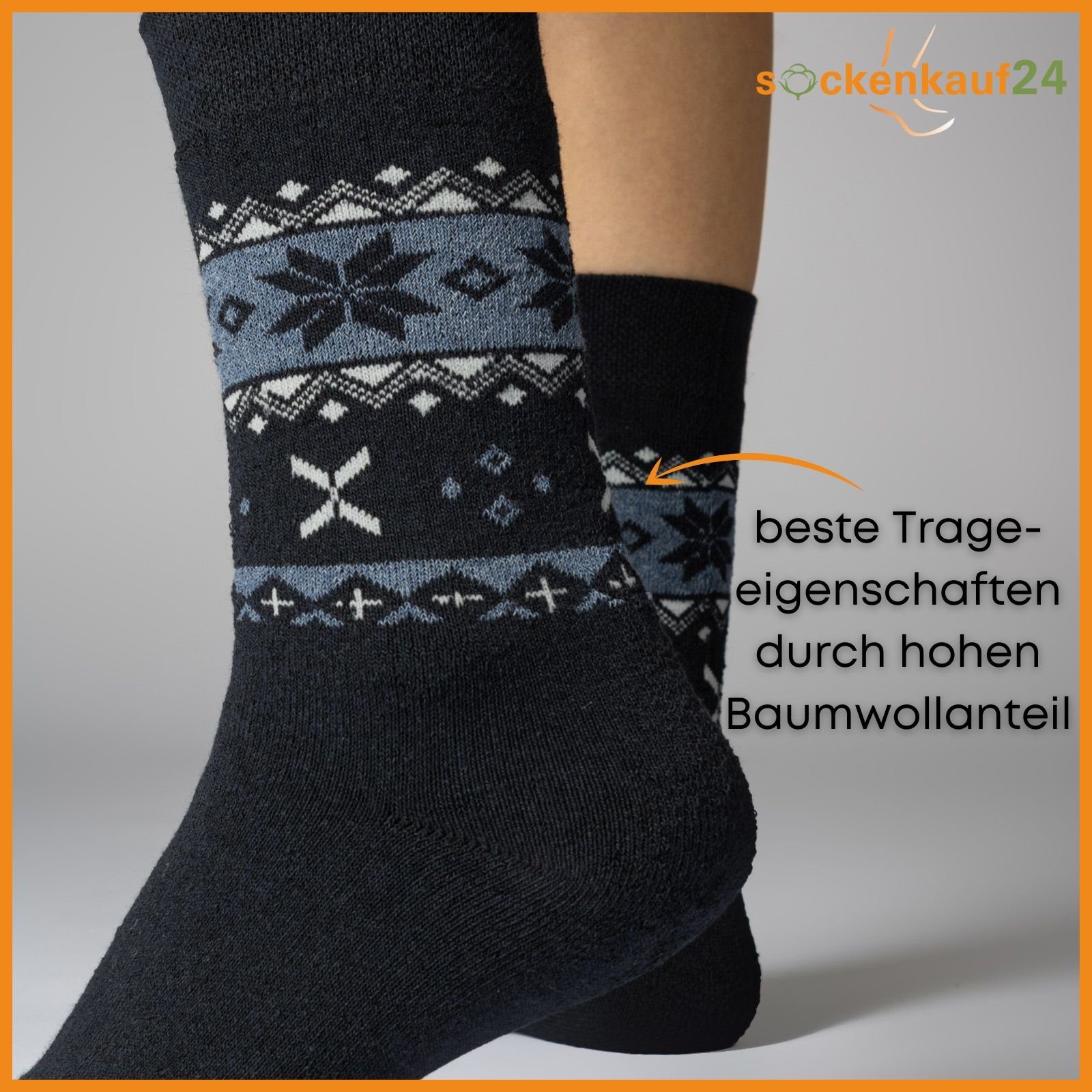 sockenkauf24 Thermosocken 6 oder 12 Paar Damen Wintersocken D27 kuschlig warm (6-Paar, 39-42) mit Innenfrottee - 11827 WP