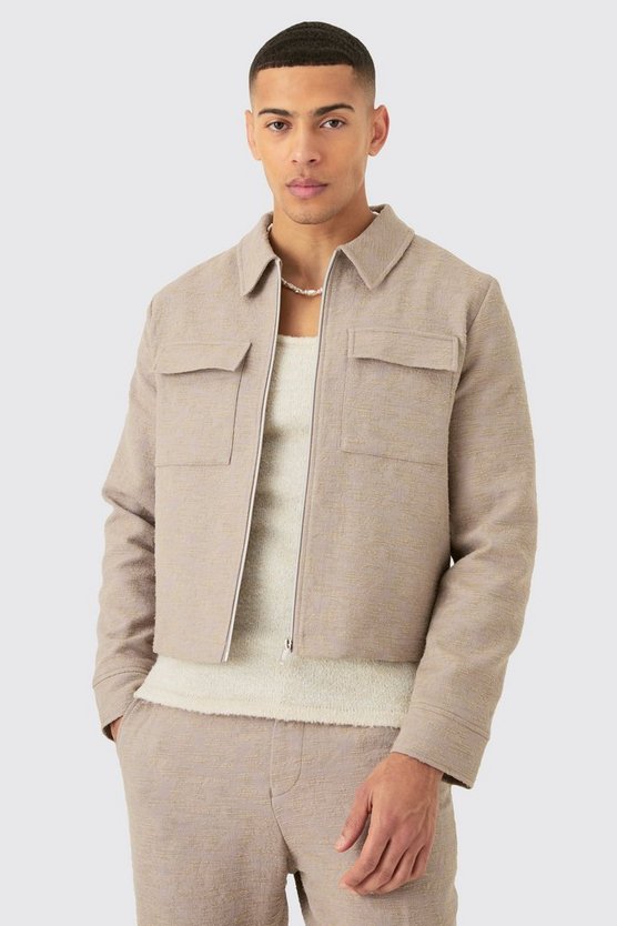 Smarte strukturierte Jacquard Harrington-Jacke