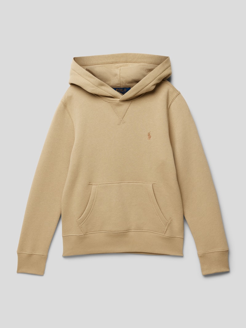 Hoodie mit Logo-Stitching in khaki