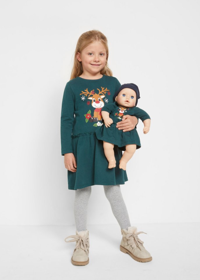 Mädchen Jerseykleid + Puppenkleid (2-tlg. Set)