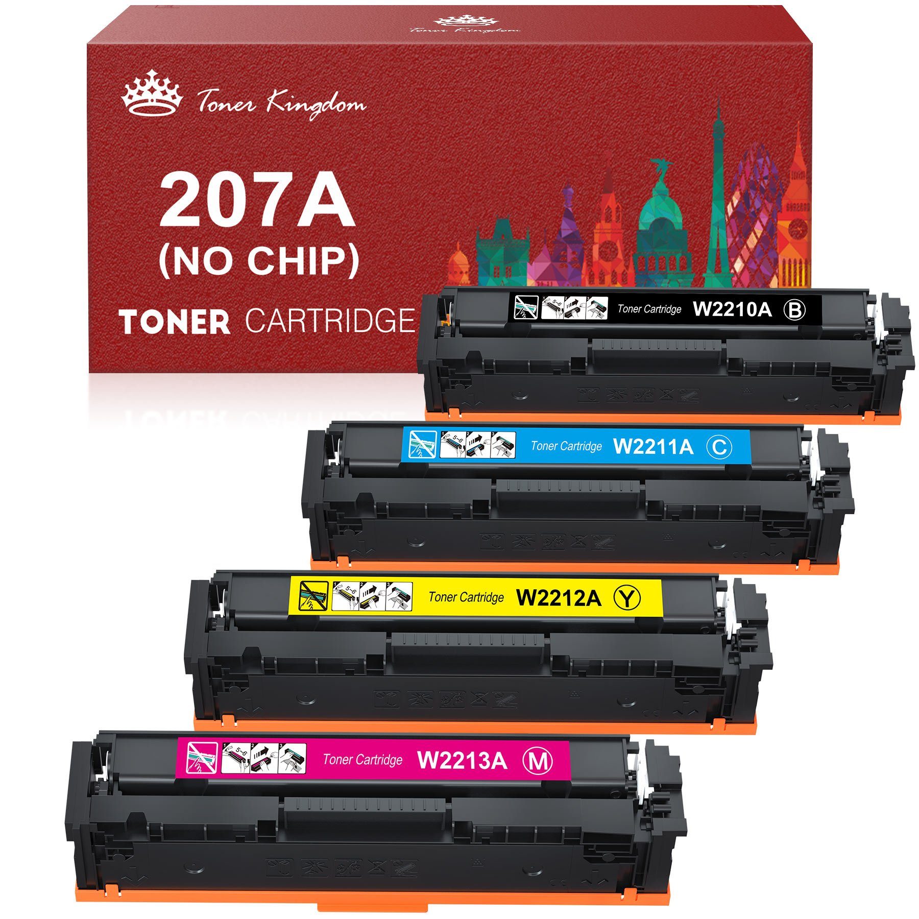 Toner Kingdom Tonerpatrone 4er 207A 207X für HP Color Laserjet Pro MFP, (M283fdw M283fdn M282nw Drucker, 4-St)