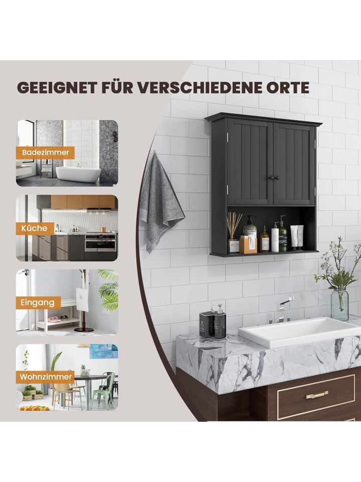 COSTWAY Medizinschrank Hängeschrank in Schwarz günstig kaufen onesize