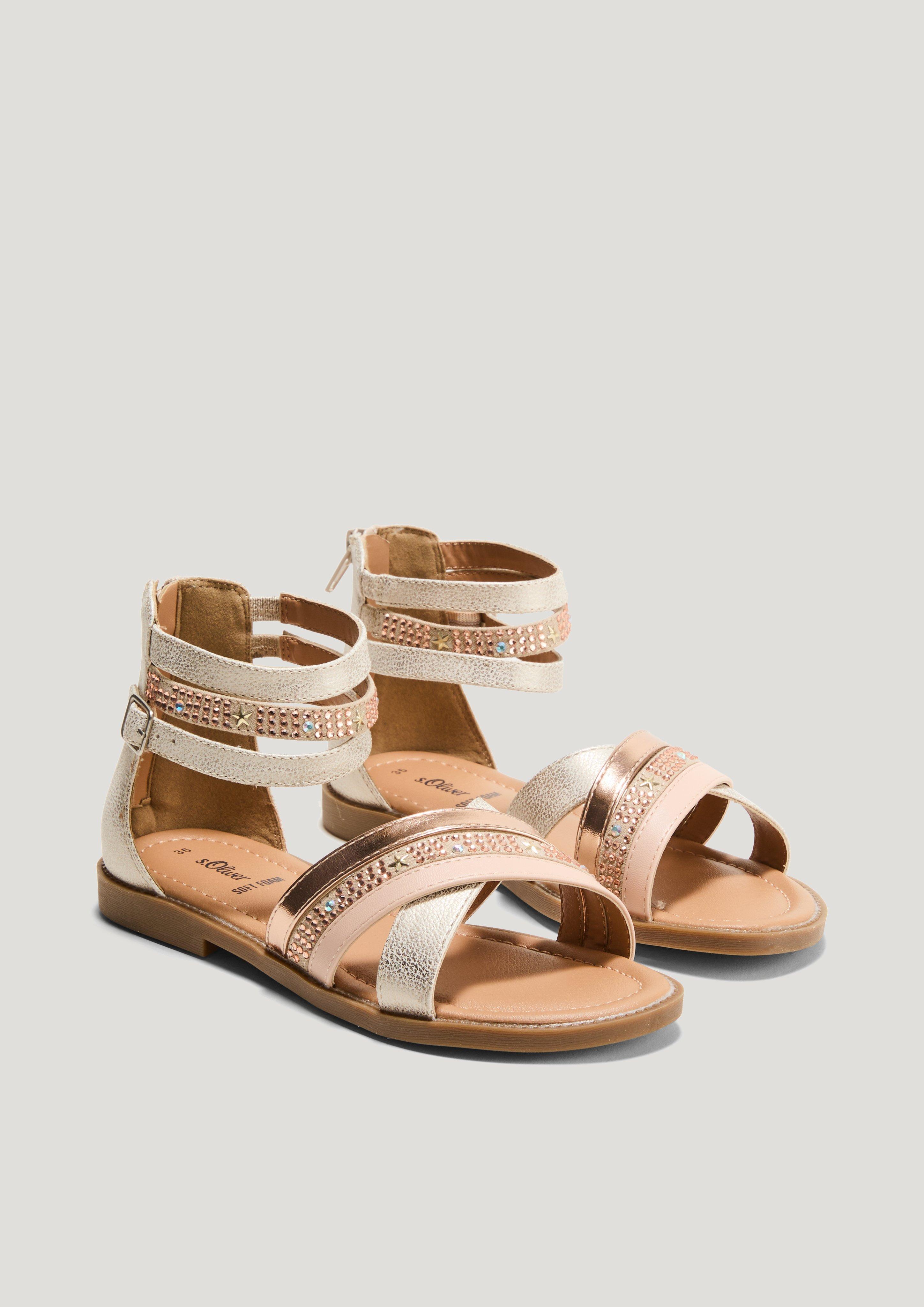 Riemchen-Sandalen mit Schmucksteinen  1235108-981