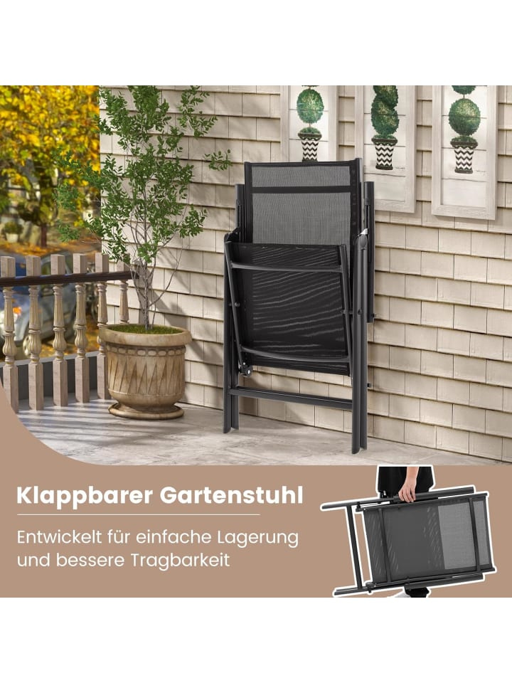 COSTWAY Gartenstuhl Hochlehner in Schwarz günstig kaufen onesize
