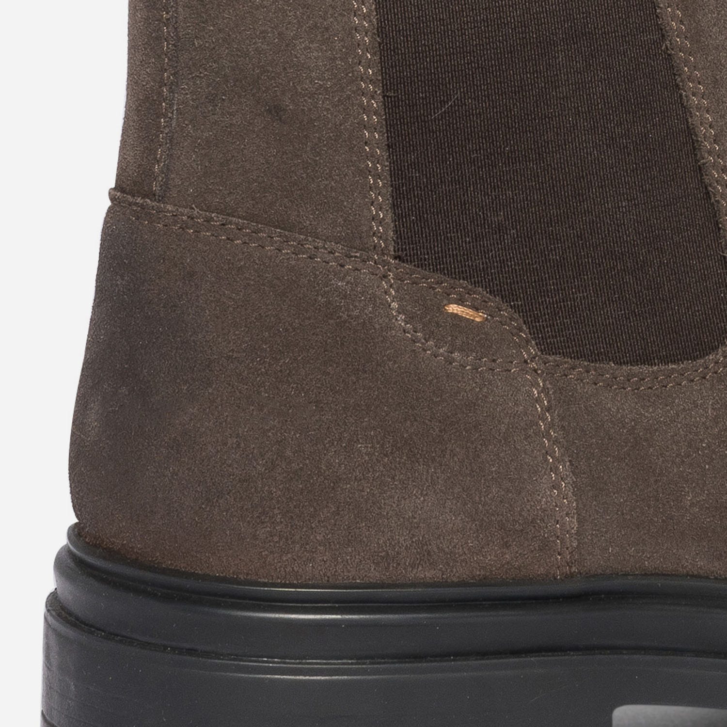 Chelsea boots marron foncé en cuir velours