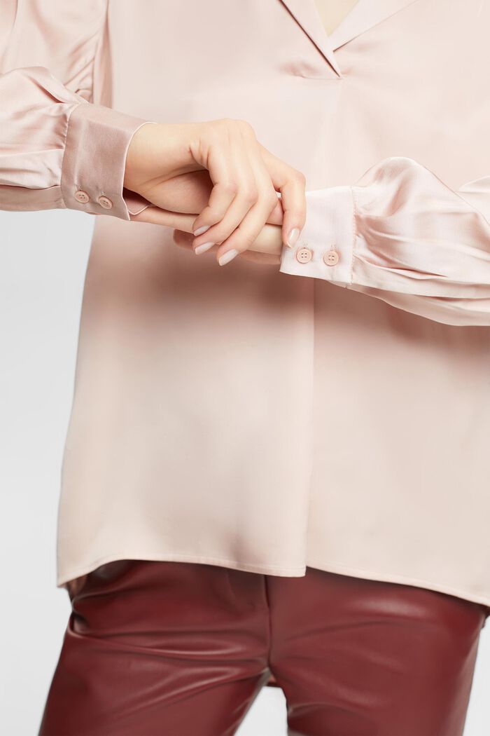Satinbluse mit Reverskragen, LENZING™ ECOVERO™